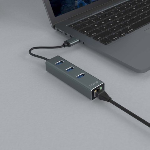 SAVIO SAVIO AK-58 3-PORTOWY HUB USB-A Z ADAPTEREM RJ-45 SAVIO SAVIO AK-58 3-PORTOWY HUB USB-A Z ADAPTEREM RJ-45