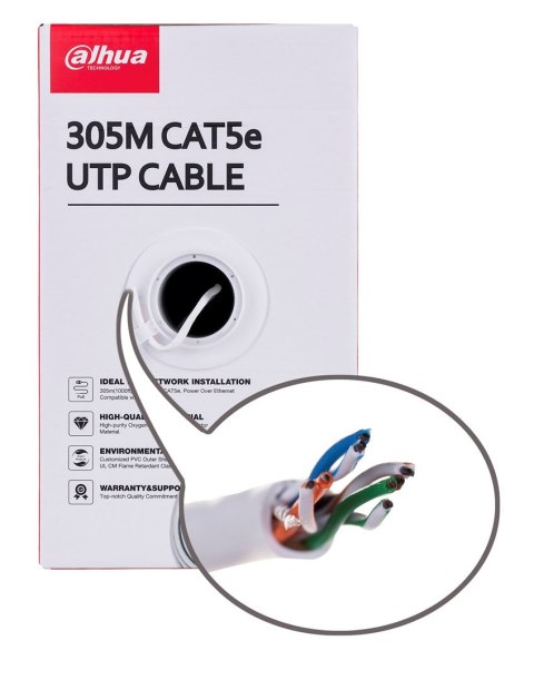 DAHUA Kabel sieciowy DAHUA drut, 100% miedź PFM920I-5EUN (UTP; 305m; kat. 5e;) DAHUA Kabel sieciowy DAHUA drut, 100% miedź PFM920I-5EUN (UTP; 305m; kat. 5e;)