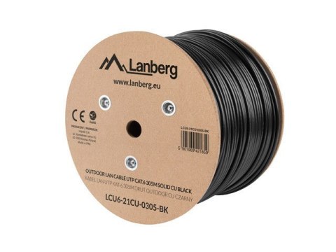Lanberg Kabel sieciowy zewnętrzne Lanberg LCU6-21CU-0305-BK (UTP; 305m; kat. 6; kolor czarny)
