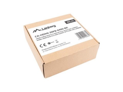 Lanberg LANBERG KABEL HDMI M/M V2.0 40M OPTYCZNY AOC CA-HDMI-20FB-0400-BK Lanberg LANBERG KABEL HDMI M/M V2.0 40M OPTYCZNY AOC CA-HDMI-20FB-0400-BK