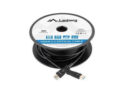Lanberg LANBERG KABEL HDMI M/M V2.1 40M 8K OPTYCZNY AOC CA-HDMI-30FB-0400-BK Lanberg LANBERG KABEL HDMI M/M V2.1 40M 8K OPTYCZNY AOC CA-HDMI-30FB-0400-BK