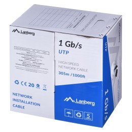 Lanberg LANBERG KABEL UTP 1GB/S 305M DRUT CCA CZARNY LCU6-10CC-0305-BK