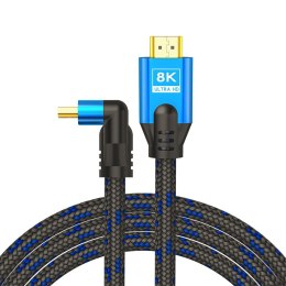 SAVIO SAVIO KABEL HDMI (M) V2.1, KĄTOWY, 5M, 8K, MIEDŹ, NIEBIESKO-CZARNY, ZŁOTE KOŃCÓWKI, ETHERNET/3D CL-175