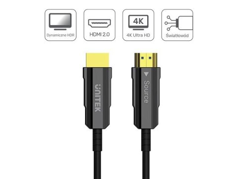 UNITEK UNITEK KABEL OPTYCZNY HDMI 2.0 Active Optical Cable 4K 60HZ 15M UNITEK UNITEK KABEL OPTYCZNY HDMI 2.0 Active Optical Cable 4K 60HZ 15M