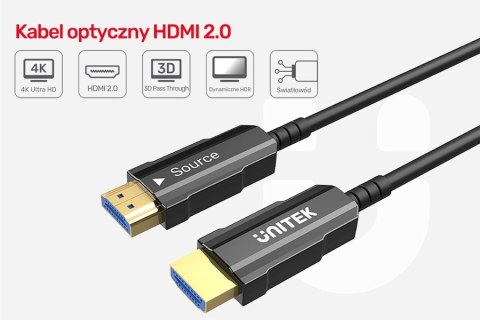 UNITEK UNITEK KABEL OPTYCZNY HDMI 2.0 Active Optical Cable 4K 60HZ 20M UNITEK UNITEK KABEL OPTYCZNY HDMI 2.0 Active Optical Cable 4K 60HZ 20M