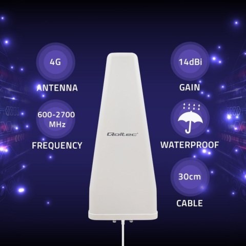 Qoltec QOLTEC ANTENA 4G LTE DUAL | 14DBI | DOOKÓLNA | ZEWNĘTRZNA Qoltec QOLTEC ANTENA 4G LTE DUAL | 14DBI | DOOKÓLNA | ZEWNĘTRZNA