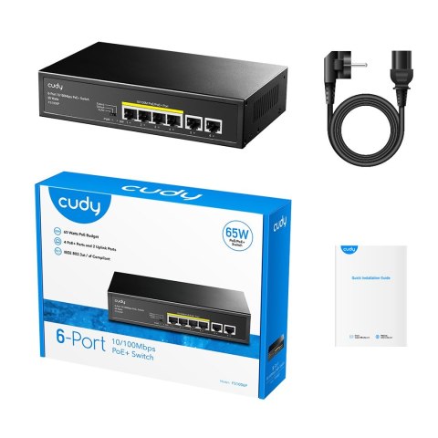 CUDY Switch CUDY FS1006P 6-Port 10/100M PoE+ 60W CUDY Switch CUDY FS1006P 6-Port 10/100M PoE+ 60W