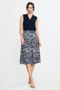 Spódnica midi z zakładkami SP83 Wzór Zebra/Navy - Nife