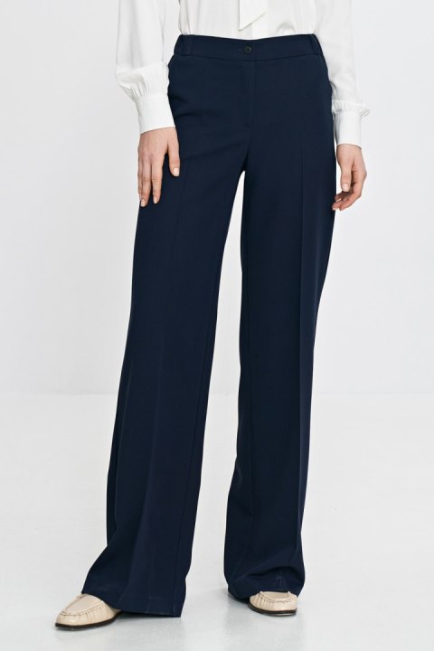 Spodnie wide leg z gumą w pasie SD113 Navy - Nife Spodnie wide leg z gumą w pasie SD113 Navy - Nife
