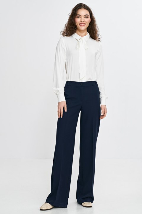 Spodnie wide leg z gumą w pasie SD113 Navy - Nife Spodnie wide leg z gumą w pasie SD113 Navy - Nife