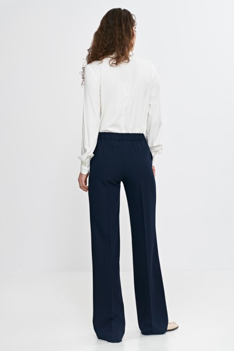 Spodnie wide leg z gumą w pasie SD113 Navy - Nife Spodnie wide leg z gumą w pasie SD113 Navy - Nife