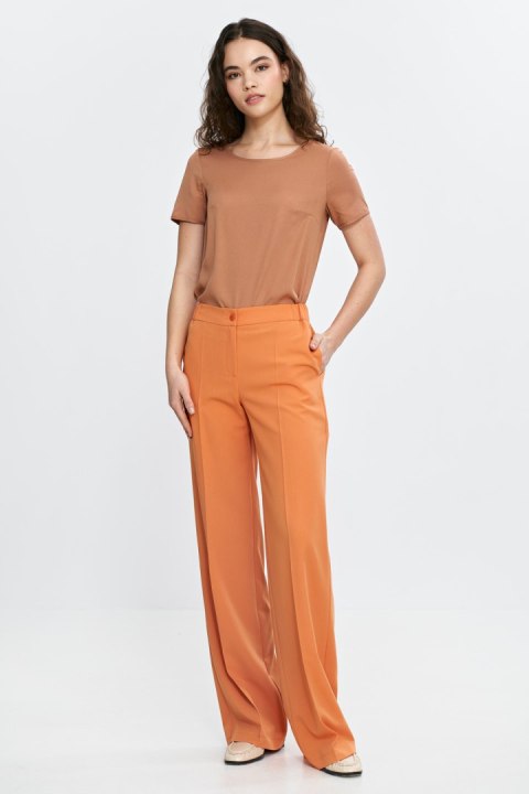 Spodnie wide leg z gumą w pasie SD113 Orange - Nife Spodnie wide leg z gumą w pasie SD113 Orange - Nife