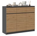 TOP E SHOP Komoda 3D3S 120x40xH97 antracyt/artisan