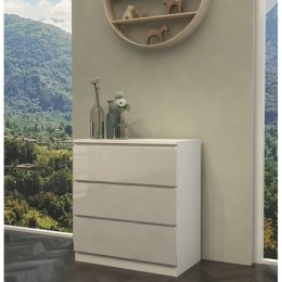 TOP E SHOP M3 MALWA KOMODA 3 SZUFLADY BIAŁY POŁYSK