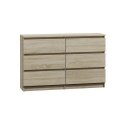 TOP E SHOP M6 MALWA KOMODA 120CM 6 SZUFLAD SONOMA