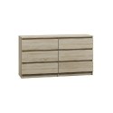 TOP E SHOP M6 MALWA KOMODA 140CM 6 SZUFLAD SONOMA
