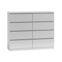 TOP E SHOP M8 MALWA KOMODA 120CM 8 SZUFLAD BIAŁY