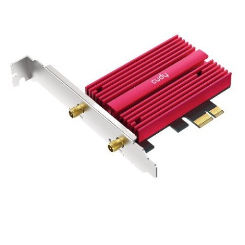 CUDY Karta sieciowa CUDY WE4000 AX5400 Wi-Fi 6/6E BT 5.2 Intel AX210NGW Radiator PCIe + Antena na kablu CUDY Karta sieciowa CUDY WE4000 AX5400 Wi-Fi 6/6E BT 5.2 Intel AX210NGW Radiator PCIe + Antena na kablu