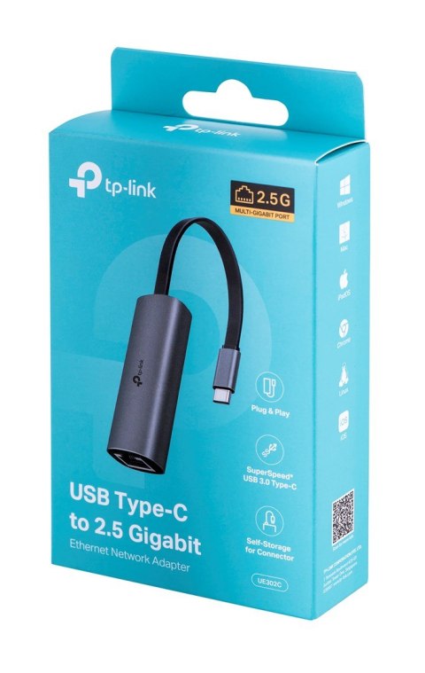 TP-LINK Karta sieciowa TP-LINK UE302C USB Type-C to 2.5 Gigabit Ethernet Network Adapter TP-LINK Karta sieciowa TP-LINK UE302C USB Type-C to 2.5 Gigabit Ethernet Network Adapter