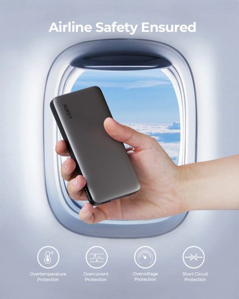 AUKEY AUKEY POWERBANK 10 000 MAH, USB-C PD 30W, USB-A 22W, SZARY AUKEY AUKEY POWERBANK 10 000 MAH, USB-C PD 30W, USB-A 22W, SZARY