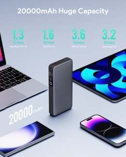 AUKEY AUKEY POWERBANK 20000MAH, 2X USB-C PD 65W, USB-A 18W, SZARY