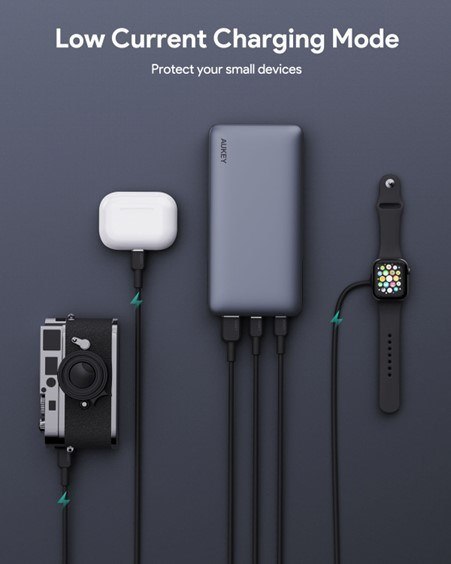 AUKEY AUKEY POWERBANK 20000MAH, 2X USB-C PD 65W, USB-A 18W, SZARY AUKEY AUKEY POWERBANK 20000MAH, 2X USB-C PD 65W, USB-A 18W, SZARY