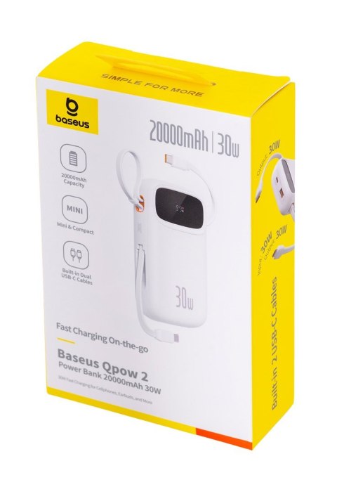 Baseus BASEUS POWERBANK QPOW2 20000MAH 30W (BIAŁY) Baseus BASEUS POWERBANK QPOW2 20000MAH 30W (BIAŁY)