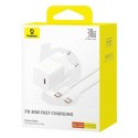 Baseus Ładowarka Baseus GaN5 mini 1C 30W EU+kabel USB-C (moon white)