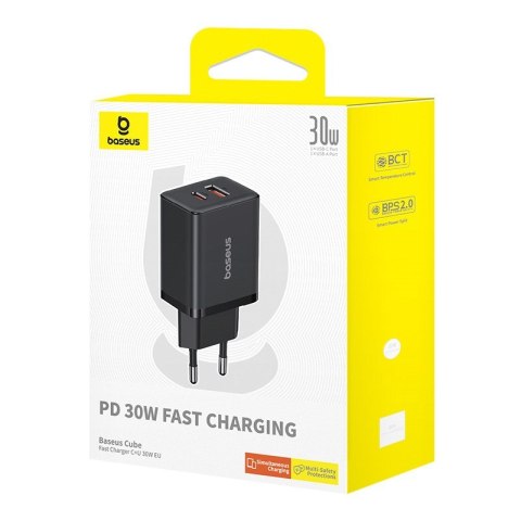 Baseus Ładowarka sieciowa Baseus Cube C+U 30W EU (cluster black) Baseus Ładowarka sieciowa Baseus Cube C+U 30W EU (cluster black)