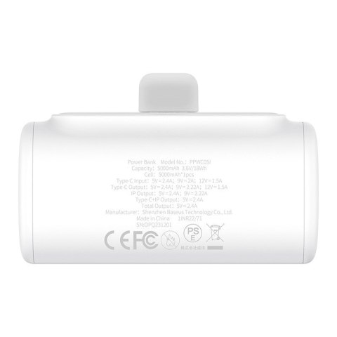 Baseus Powerbank Baseus Compact IP 5000mAh 20W USB-C/Lightning (biały) Baseus Powerbank Baseus Compact IP 5000mAh 20W USB-C/Lightning (biały)