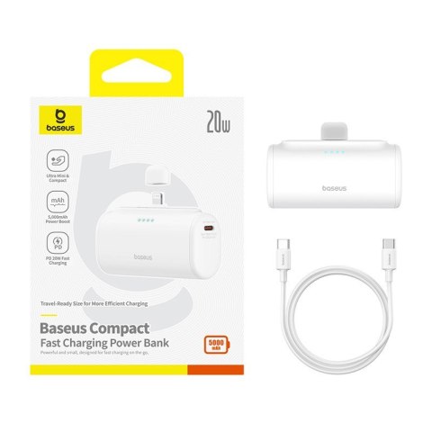 Baseus Powerbank Baseus Compact IP 5000mAh 20W USB-C/Lightning (biały) Baseus Powerbank Baseus Compact IP 5000mAh 20W USB-C/Lightning (biały)