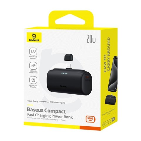 Baseus Powerbank Baseus Compact IP 5000mAh 20W USB-C/Lightning (czarny) Baseus Powerbank Baseus Compact IP 5000mAh 20W USB-C/Lightning (czarny)