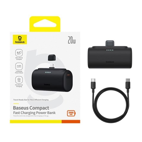 Baseus Powerbank Baseus Compact IP 5000mAh 20W USB-C/Lightning (czarny) Baseus Powerbank Baseus Compact IP 5000mAh 20W USB-C/Lightning (czarny)