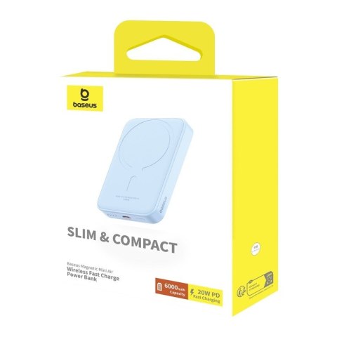 Baseus Powerbank Baseus Magnetic Mini Air 6000mAh (niebieski) Baseus Powerbank Baseus Magnetic Mini Air 6000mAh (niebieski)