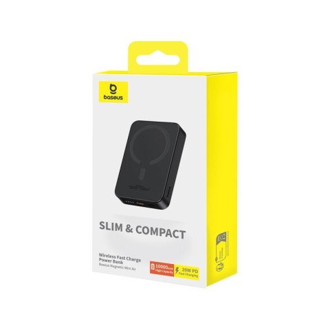 Baseus Powerbank Baseus Magnetic Mini Air Wireless 10000mAh 20W+kabel USB C-USB C (czarny) Baseus Powerbank Baseus Magnetic Mini Air Wireless 10000mAh 20W+kabel USB C-USB C (czarny)