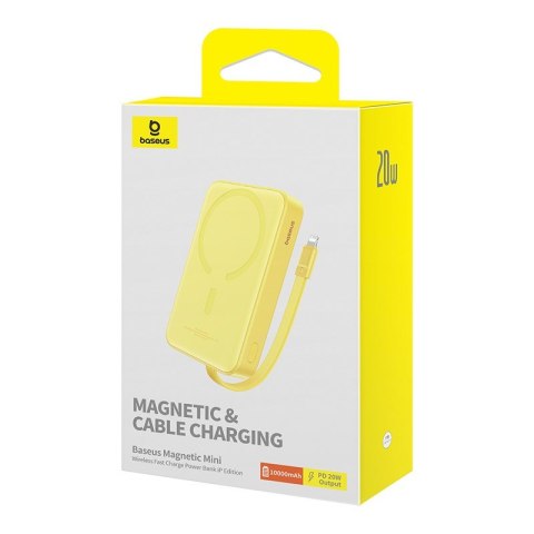 Baseus Powerbank Baseus Magnetic Mini Air Wireless 10000mAh 20W+kabel USB C-USB C (żółty) Baseus Powerbank Baseus Magnetic Mini Air Wireless 10000mAh 20W+kabel USB C-USB C (żółty)