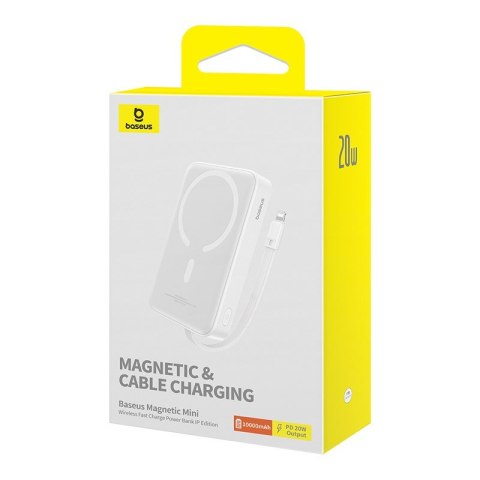 Baseus Powerbank Baseus Magnetic Mini Air Wireless 10000mAh 20W+kabel lightning (biały) Baseus Powerbank Baseus Magnetic Mini Air Wireless 10000mAh 20W+kabel lightning (biały)