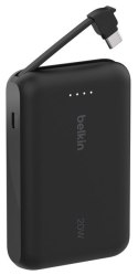 Belkin BELKIN POWERBANK 10 000 MAH, 20W, WBUDOWANY KABEL USB-C, BLACK