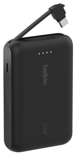 Belkin BELKIN POWERBANK 10 000 MAH, 20W, WBUDOWANY KABEL USB-C, BLACK