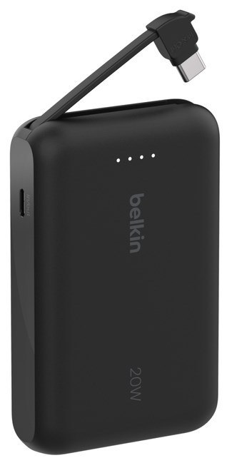 Belkin BELKIN POWERBANK 10 000 MAH, 20W, WBUDOWANY KABEL USB-C, BLACK Belkin BELKIN POWERBANK 10 000 MAH, 20W, WBUDOWANY KABEL USB-C, BLACK