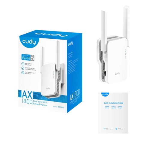CUDY Wzmacniacz sygnału WIFI CUDY RE1800 LAN 1xGigabit AX1800 Dual Band Wi-Fi 6 Mesh CUDY Wzmacniacz sygnału WIFI CUDY RE1800 LAN 1xGigabit AX1800 Dual Band Wi-Fi 6 Mesh