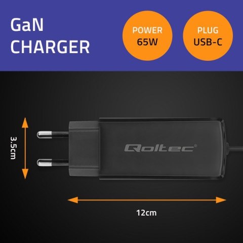 Qoltec QOLTEC ŁADOWARKA SIECIOWA 65W GAN | 5-20V | 3-3.25A | USB 3.1 Qoltec QOLTEC ŁADOWARKA SIECIOWA 65W GAN | 5-20V | 3-3.25A | USB 3.1