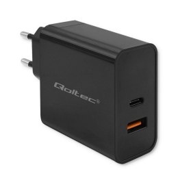 Qoltec QOLTEC ŁADOWARKA SUPER QUICK PD | 1XUSB-C | 1XUSB | 90W | 5-20V | 2.4-4.35A | CZARNA