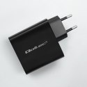 Qoltec QOLTEC ŁADOWARKA SUPER QUICK PD | 1XUSB-C | 1XUSB | 90W | 5-20V | 2.4-4.35A | CZARNA