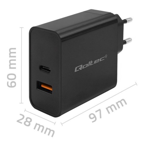Qoltec QOLTEC ŁADOWARKA SUPER QUICK PD | 1XUSB-C | 1XUSB | 90W | 5-20V | 2.4-4.35A | CZARNA Qoltec QOLTEC ŁADOWARKA SUPER QUICK PD | 1XUSB-C | 1XUSB | 90W | 5-20V | 2.4-4.35A | CZARNA