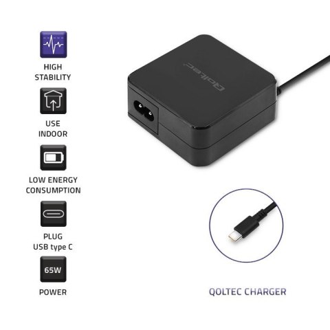 Qoltec QOLTEC ZASILACZ SIECIOWY 65W | 5-20.3V | 2-3.25A | USB TYP C | PD Qoltec QOLTEC ZASILACZ SIECIOWY 65W | 5-20.3V | 2-3.25A | USB TYP C | PD