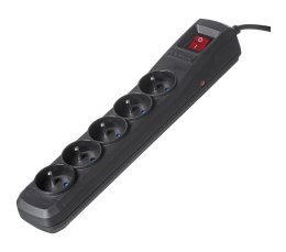 Activejet Listwa przeciwprzepięciowa Activejet 5gn/5m/cz (10A; 2300W) 5m; kolor czarny