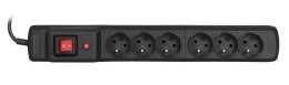 Activejet Listwa przeciwprzepięciowa Activejet COMBO 6gn/5m/cz (10A; 2300W) 5m; kolor czarny