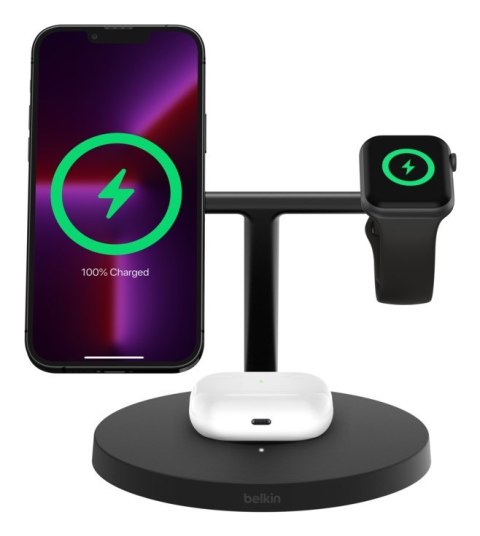 Belkin BELKIN BOOSTCHARGE PRO 3IN1 MAGSAFE 15W QI2,CZARNA Belkin BELKIN BOOSTCHARGE PRO 3IN1 MAGSAFE 15W QI2,CZARNA