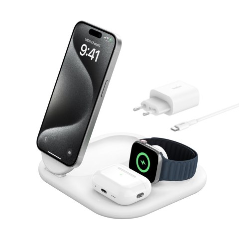 Belkin BELKIN WIRELESS CHARGER MAGSAFE 3IN1 QI 2.0 IPHONE/AW/AIRPODS, BIAŁA Belkin BELKIN WIRELESS CHARGER MAGSAFE 3IN1 QI 2.0 IPHONE/AW/AIRPODS, BIAŁA